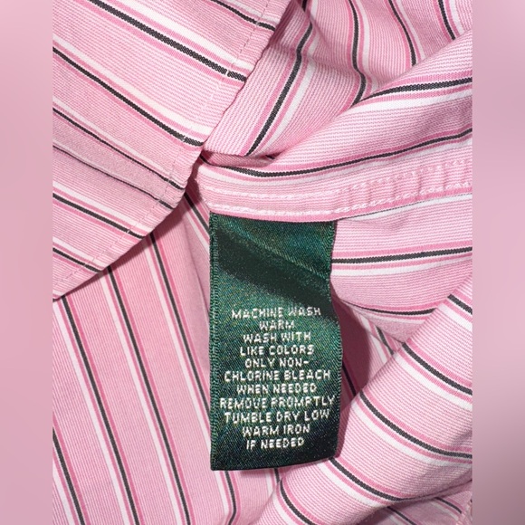 Lauren Ralph Lauren Button Up Shirt NON-IRON White Pink Pinstripe LRL Women’s M - Picture 11 of 12